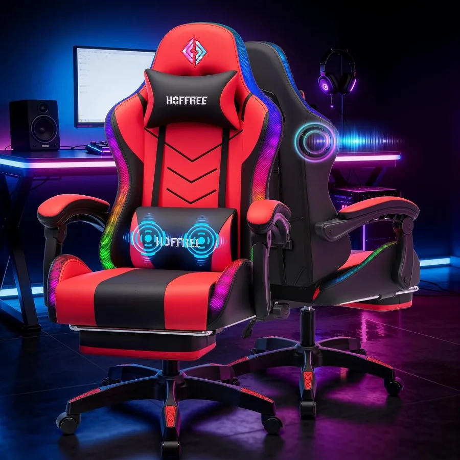 Music - RGB-gamingstoel met luidsprekers en LED-verlichting die