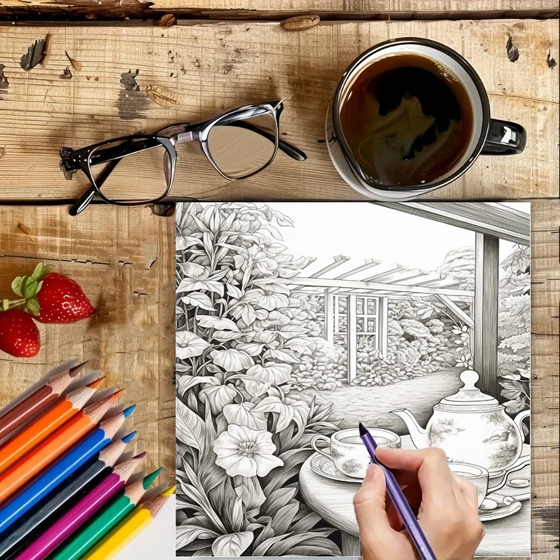 Tea In The Gardens kleurboek v - Adult Coloring Book Stress Relief recensie en prijs